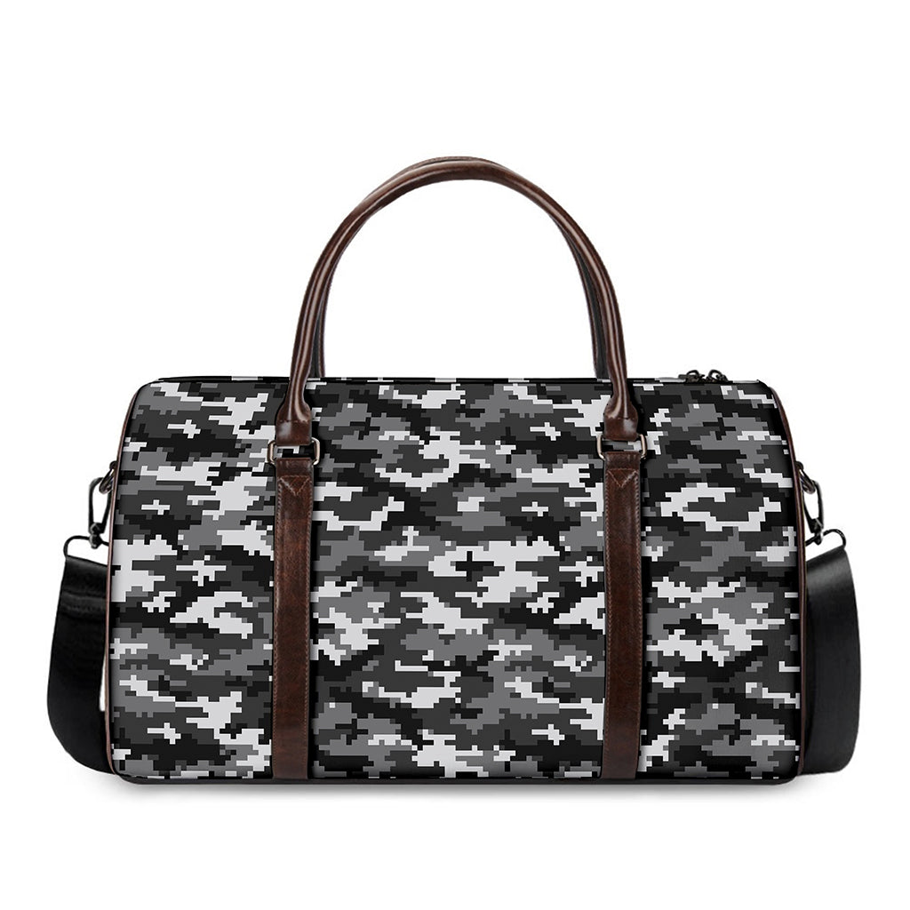 Black White And Grey Digital Camo Print Duffle Bag
