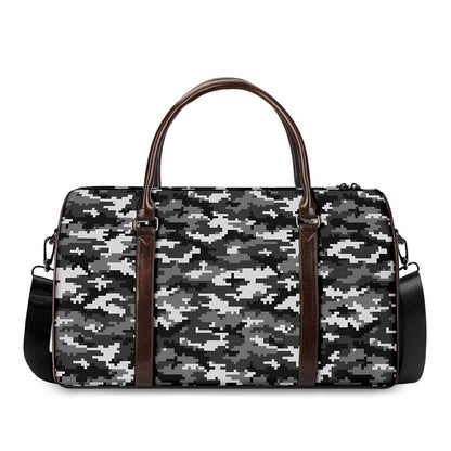 Black White And Grey Digital Camo Print Duffle Bag