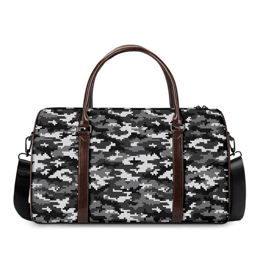 Black White And Grey Digital Camo Print Duffle Bag