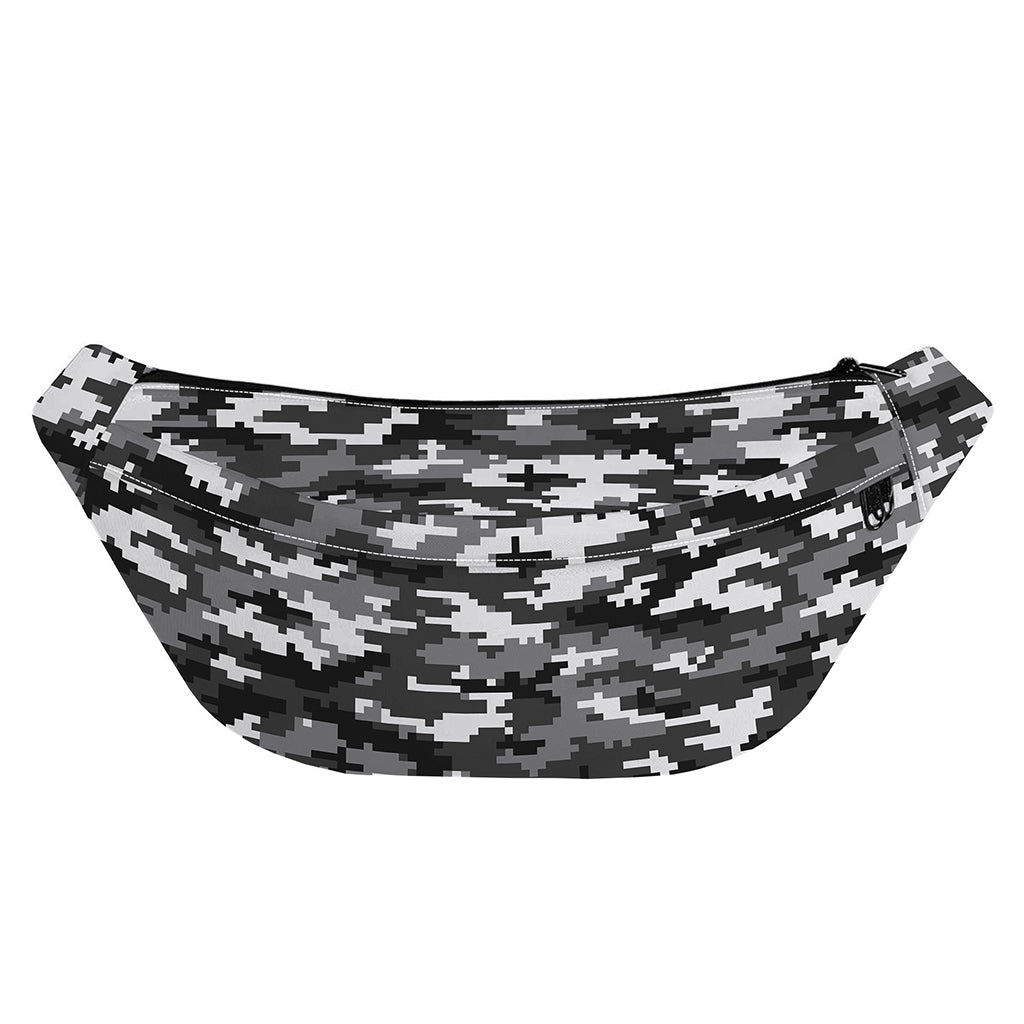 Black White And Grey Digital Camo Print Fanny Pack