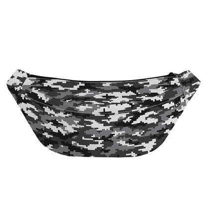 Black White And Grey Digital Camo Print Fanny Pack