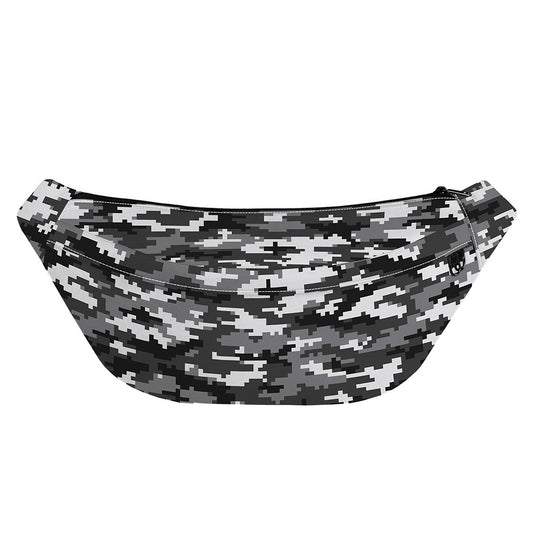 Black White And Grey Digital Camo Print Fanny Pack