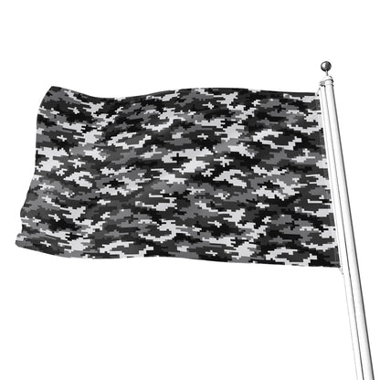 Black White And Grey Digital Camo Print Flag