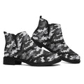 Black White And Grey Digital Camo Print Flat Ankle Boots