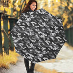 Black White And Grey Digital Camo Print Foldable Umbrella