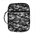 Black White And Grey Digital Camo Print Front Pocket Bible Bag