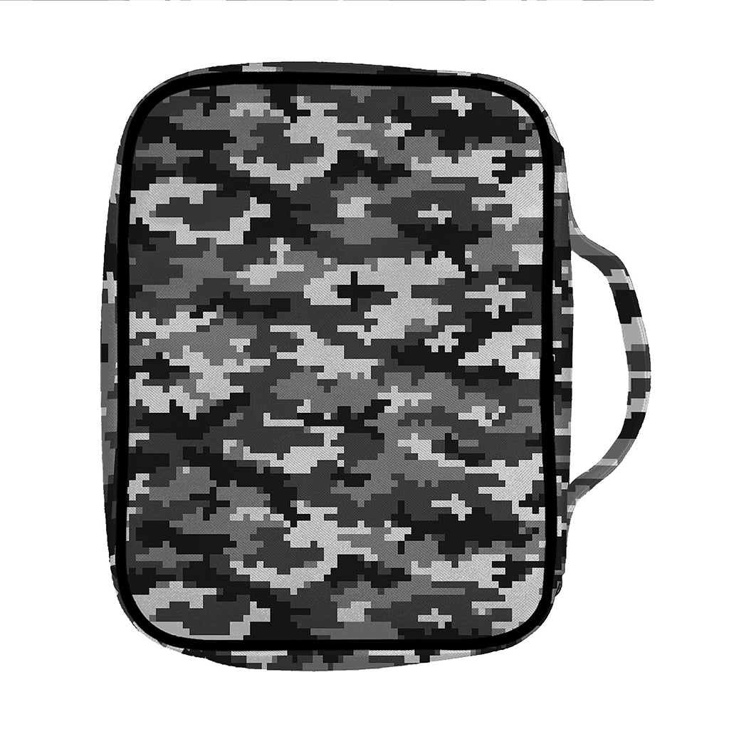 Black White And Grey Digital Camo Print Front Pocket Bible Bag