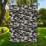 Black White And Grey Digital Camo Print Garden Flag