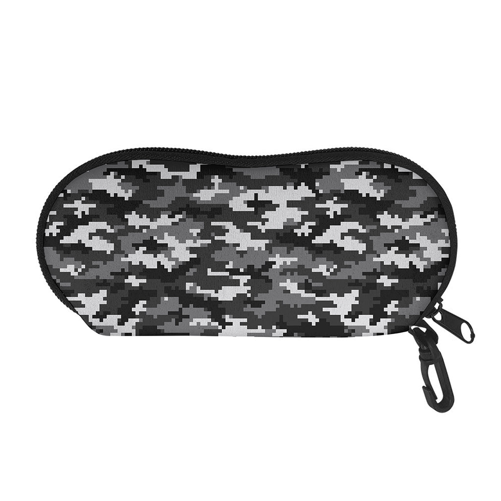 Black White And Grey Digital Camo Print Glasses Case