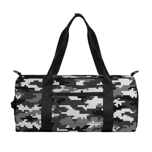 Black White And Grey Digital Camo Print Gym Bag