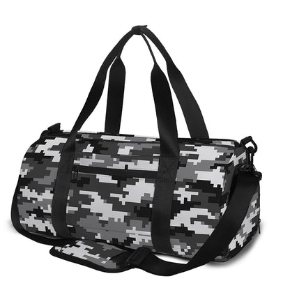 Black White And Grey Digital Camo Print Gym Bag