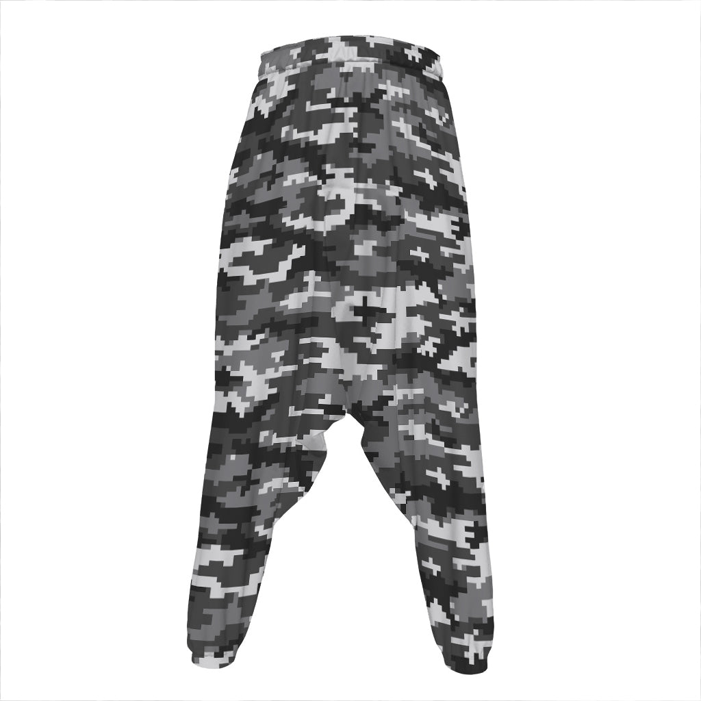 Black White And Grey Digital Camo Print Hammer Pants