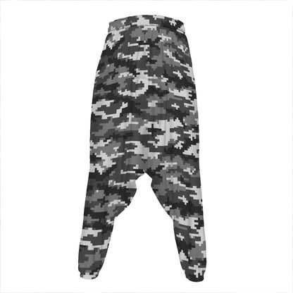 Black White And Grey Digital Camo Print Hammer Pants