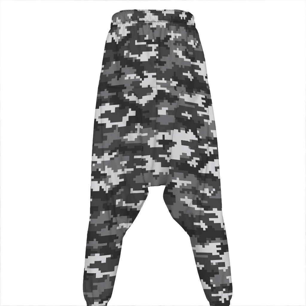 Black White And Grey Digital Camo Print Hammer Pants
