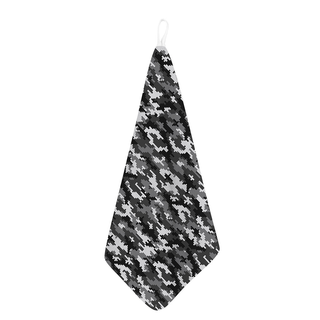 Black White And Grey Digital Camo Print Hand Towel