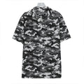 Black White And Grey Digital Camo Print Hawaiian Shirt