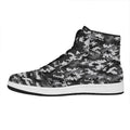 Black White And Grey Digital Camo Print High Top Leather Sneakers