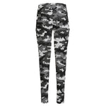 Black White And Grey Digital Camo Print High-Waisted Pocket Leggings