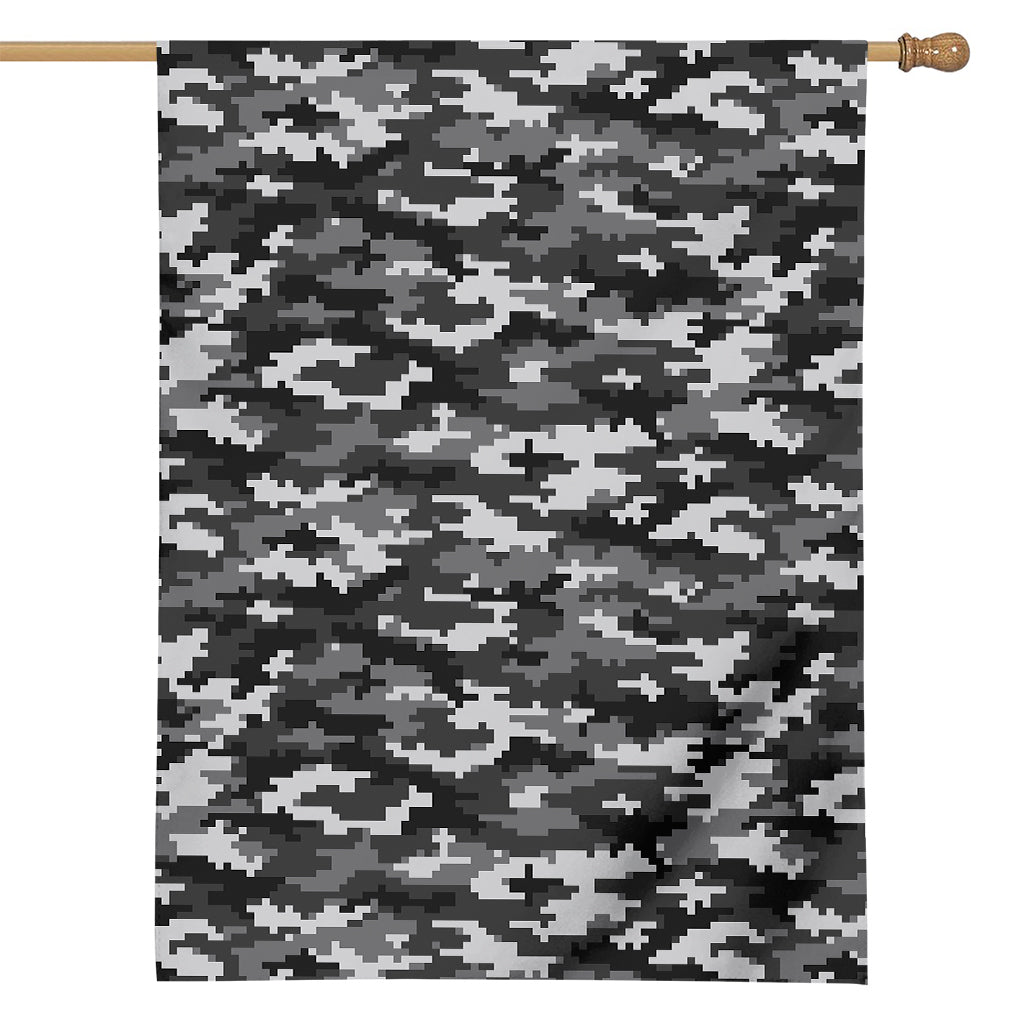 Black White And Grey Digital Camo Print House Flag