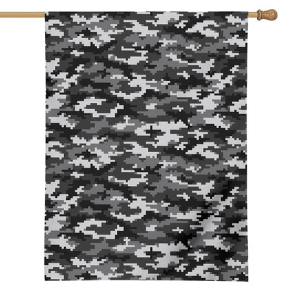 Black White And Grey Digital Camo Print House Flag