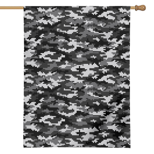 Black White And Grey Digital Camo Print House Flag