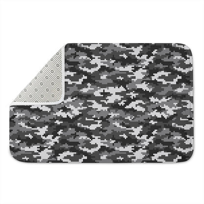Black White And Grey Digital Camo Print Indoor Door Mat