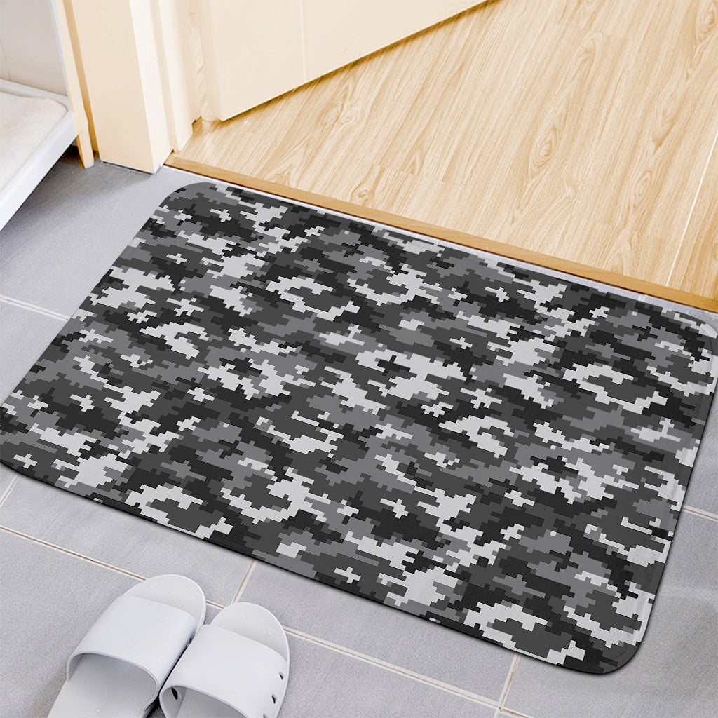 Black White And Grey Digital Camo Print Indoor Door Mat