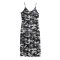 Black White And Grey Digital Camo Print Jersey Midi Cami Dress