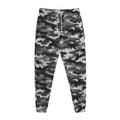 Black White And Grey Digital Camo Print Jogger Pants
