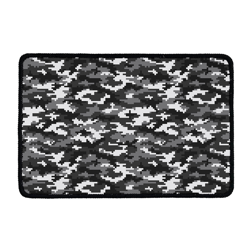 Black White And Grey Digital Camo Print Kitchen Mat