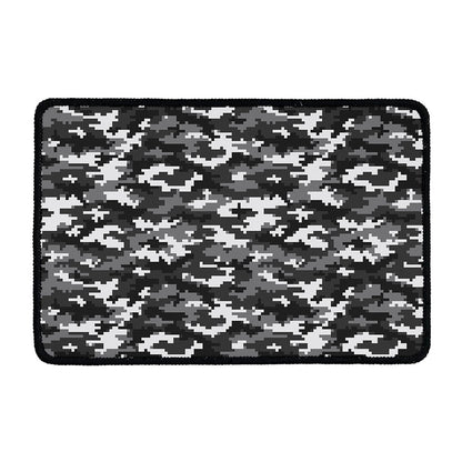Black White And Grey Digital Camo Print Kitchen Mat