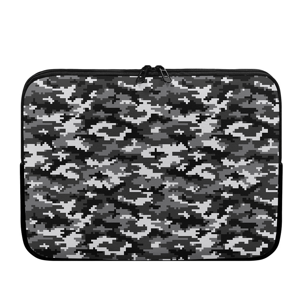 Black White And Grey Digital Camo Print Laptop Sleeve