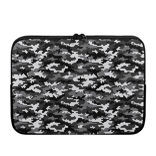 Black White And Grey Digital Camo Print Laptop Sleeve