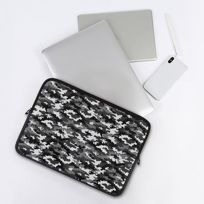 Black White And Grey Digital Camo Print Laptop Sleeve