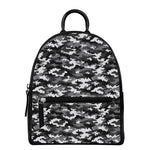 Black White And Grey Digital Camo Print Leather Backpack