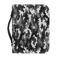 Black White And Grey Digital Camo Print Leather Bible Cover