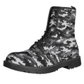 Black White And Grey Digital Camo Print Lace-Up Boots