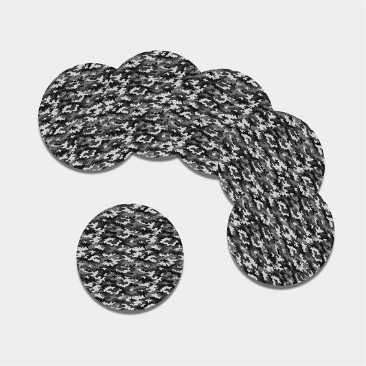 Black White And Grey Digital Camo Print Leather Coaster Set