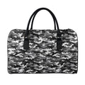 Black White And Grey Digital Camo Print Leather Duffel Bag