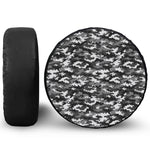 Black White And Grey Digital Camo Print Leather Spare Tire Cover