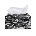 Black White And Grey Digital Camo Print Leather Tissue Box Cover