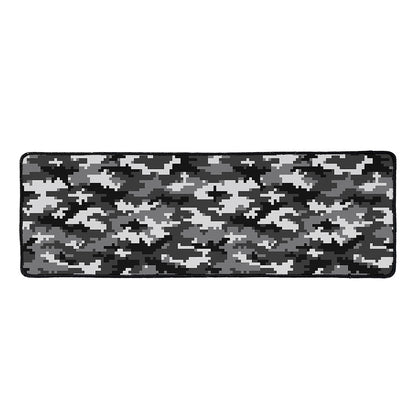 Black White And Grey Digital Camo Print Long Kitchen Mat
