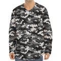 Black White And Grey Digital Camo Print Long Sleeve Baseball Jersey