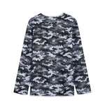 Black White And Grey Digital Camo Print Long Sleeve Short Coat