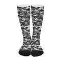 Black White And Grey Digital Camo Print Long Socks