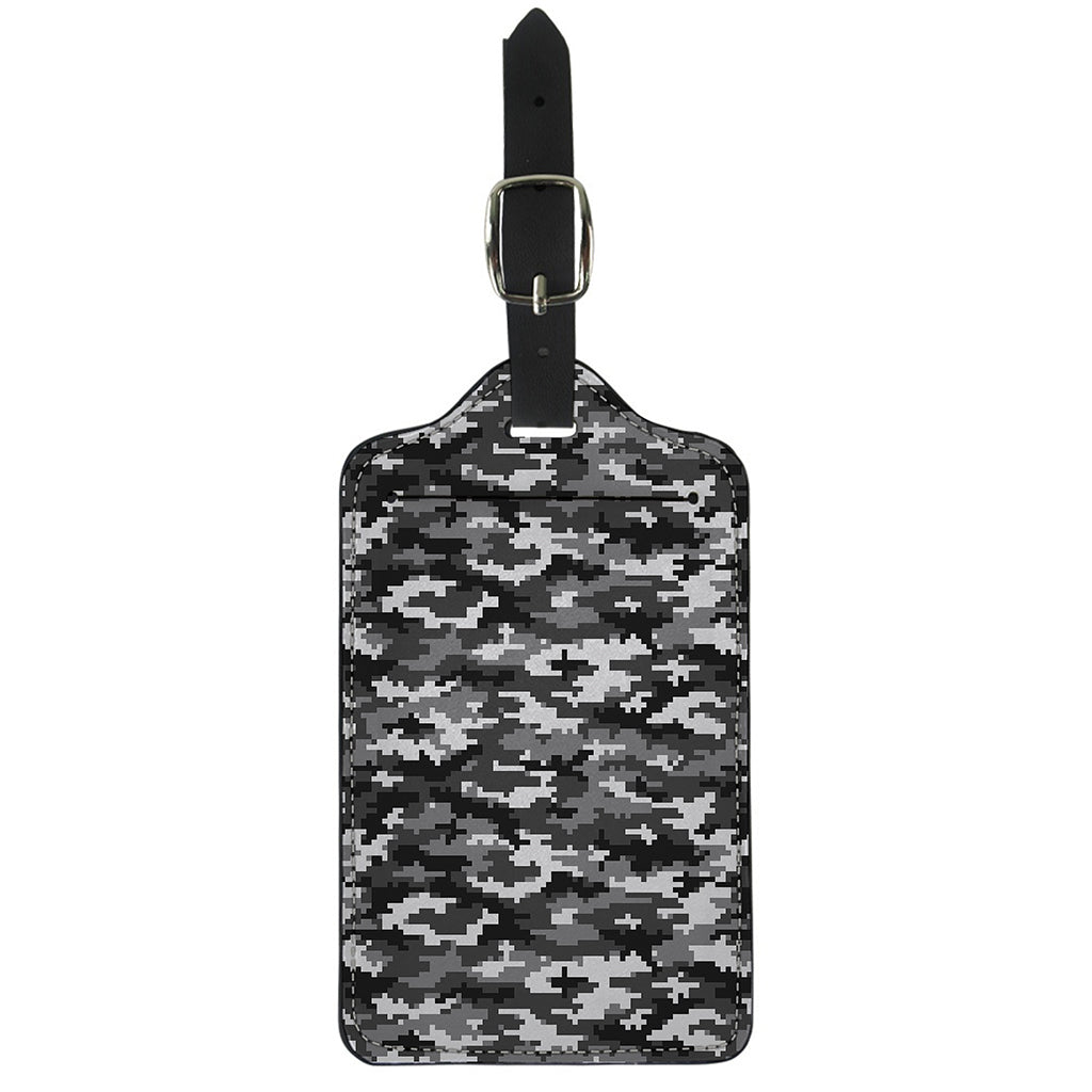 Black White And Grey Digital Camo Print Luggage Tag