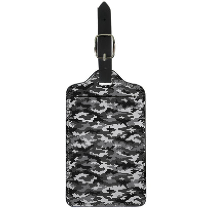 Black White And Grey Digital Camo Print Luggage Tag