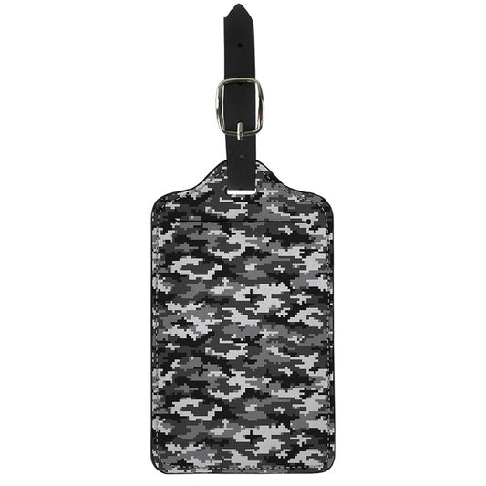 Black White And Grey Digital Camo Print Luggage Tag