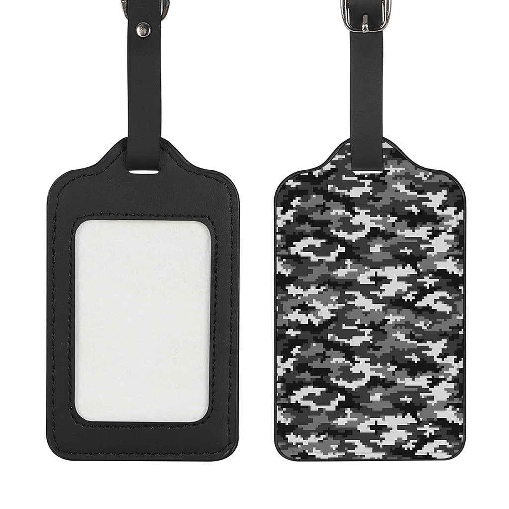Black White And Grey Digital Camo Print Luggage Tag