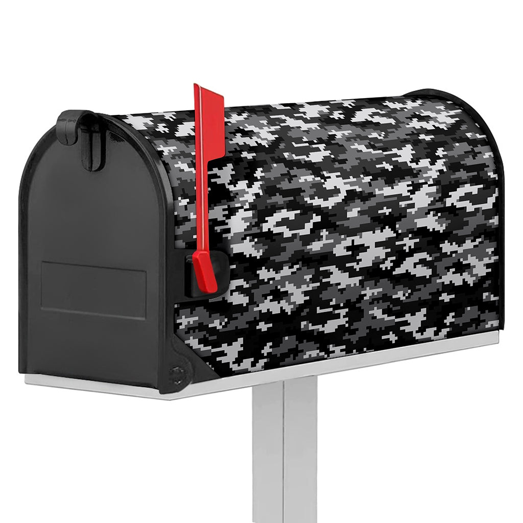 Black White And Grey Digital Camo Print Mailbox Cover
